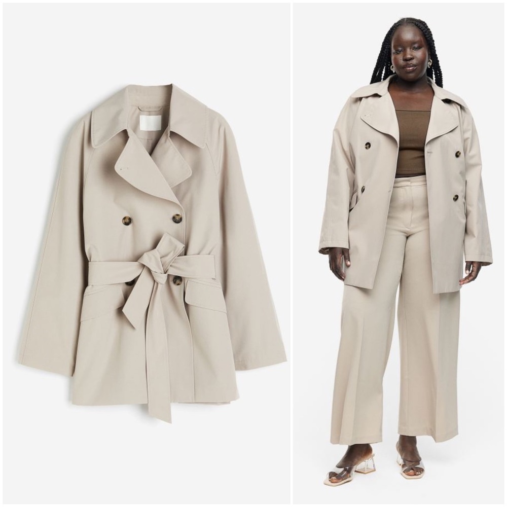 Light Beige Short Trench Coat